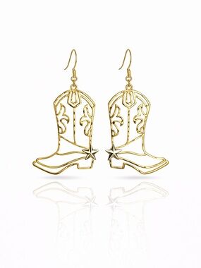 Gold Cowboy Boot Outline Earrings